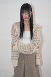 Lex mesh stripe knit hood zip-up
