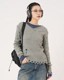 Linda wool damage V-neck knit