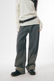 Tiger rough crop roll-up denim pants