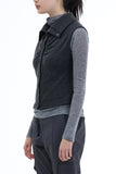 Frey high-neck shirring sweater vest