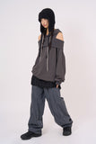 Red clown wide denim pants
