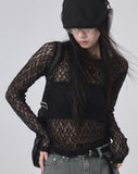 Sheer pattern see-through long sleeve
