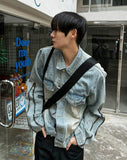 Side zipper cropped trucker