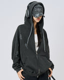 Petra pigment damaged hood zip-up