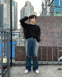 Os punching see-through knit