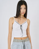 Lace string crop sleeveless top