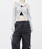 Dinotic Off-Shoulder Hooded Zip-Up