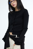 Vient Unbalanced Shirring Cardigan