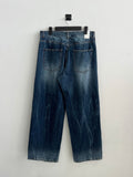 Blank wide wrinkle washing denim pants