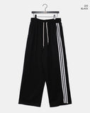 Kinda Track Snap Button Wide Long Training Pants