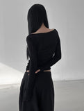 See-through handwarmer boatneck tee