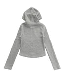 RIB KNIT HOOD ZIP-UP