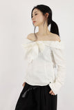 Ribbon off cotton blouse