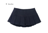 Laugh Pleats Denim Mini Skirt Pants