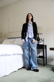 Collar lip knit cardigan