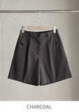 Pibelin Pin Tuck Cotton Shorts