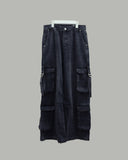 Double cargo denim pants