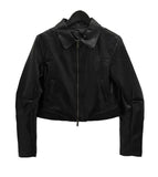 Glossy leather crop jacket