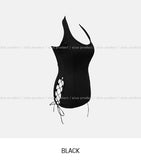 Mute cut side eyelet halter sleeveless