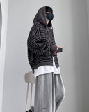 Tibber Stripe Knit Hood Zip-up