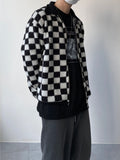 Mohair Checker Knit Zip-Up