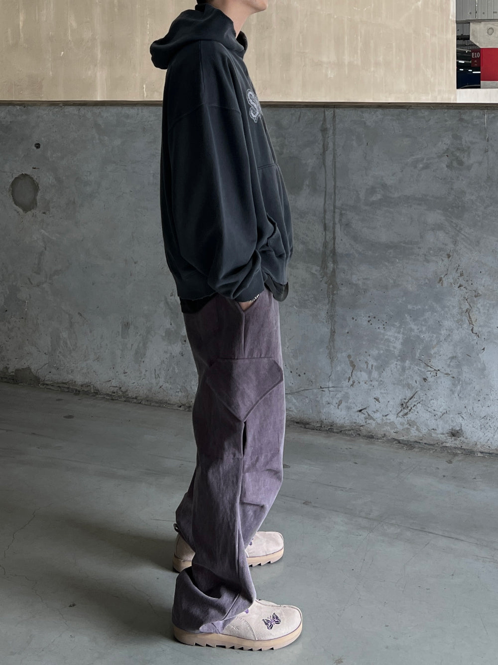 KOOLOSET】Purple Dying Curved Cargo Pants
