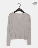 Swan Wool Rib V Round Knit Cardigan