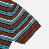 Nora Stripe Henley Neck Short Sleeve Knit