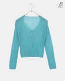 Sewn V-neck see-through button crop cardigan