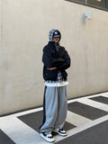 Half and Half Denim Balloon String Pants
