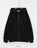 [unisex] Nicoto ribbed knit over hood zip-up set-up