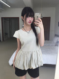 Putting Balloon Short Sleeve Cap Sleeve Blouse