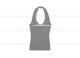 STRIPE HALTER TOP