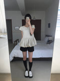 Putting Balloon Short Sleeve Cap Sleeve Blouse