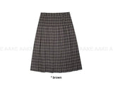 (WOOL) CHECK PLEATS MIDI SKIRT