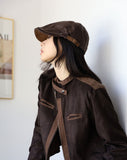 Vintage crack leather hunting cap