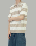 Brin collar striped knit