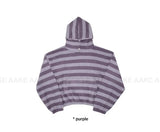 EYELET STRIPE FLEECE HOODIE