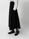 Brush wrap style flare long skirt
