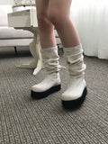 Linen shirring boots