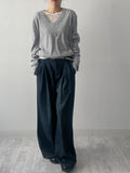 Alpha button V-neck loose fit knit