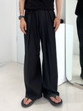 Pleated multi-tuck long wide slacks trouser