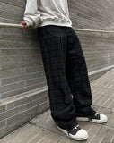 Check Black Wide Denim
