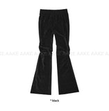 VELVET SHIRRING BOOTCUT PANTS