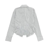 STRIPE SHIRRING ZIP-UP SH