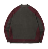 [2-WAY] Curved Block Knit Zip-Up