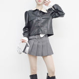 Belia Color Matching Leather Jacket
