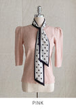 [Scarf set] Celyz Dot Tie Puff Short Sleeve Knit