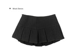 Laugh Pleats Denim Mini Skirt Pants