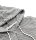 RIB KNIT HOOD ZIP-UP